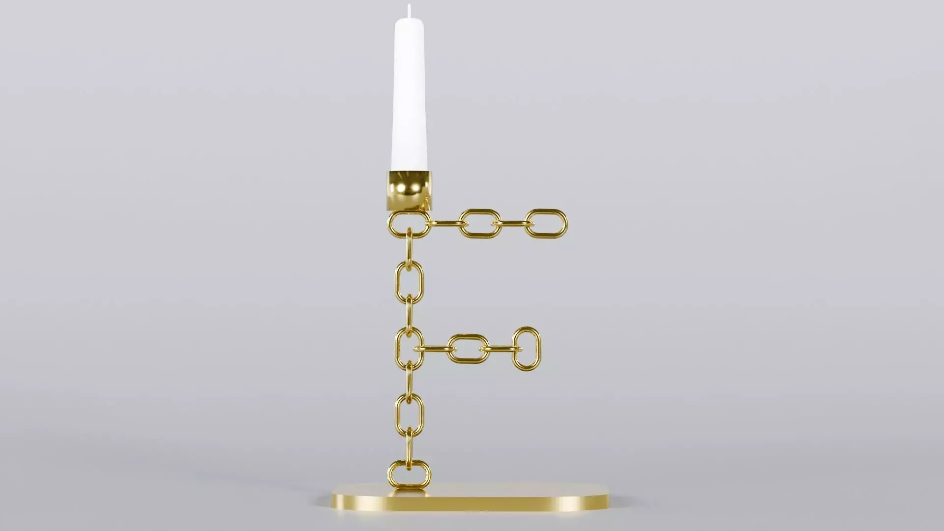 Alphabet F Chain Gold Candleholder 3D Model True 4K PBR Renders  Low-poly 3D model_0