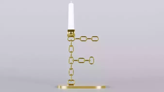 Alphabet F Chain Gold Candleholder 3D Model True 4K PBR Renders  Low-poly 3D model