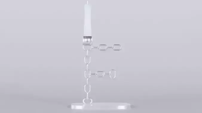Alphabet F Chain Silver Candleholder 3D Model True 4K PBR Render