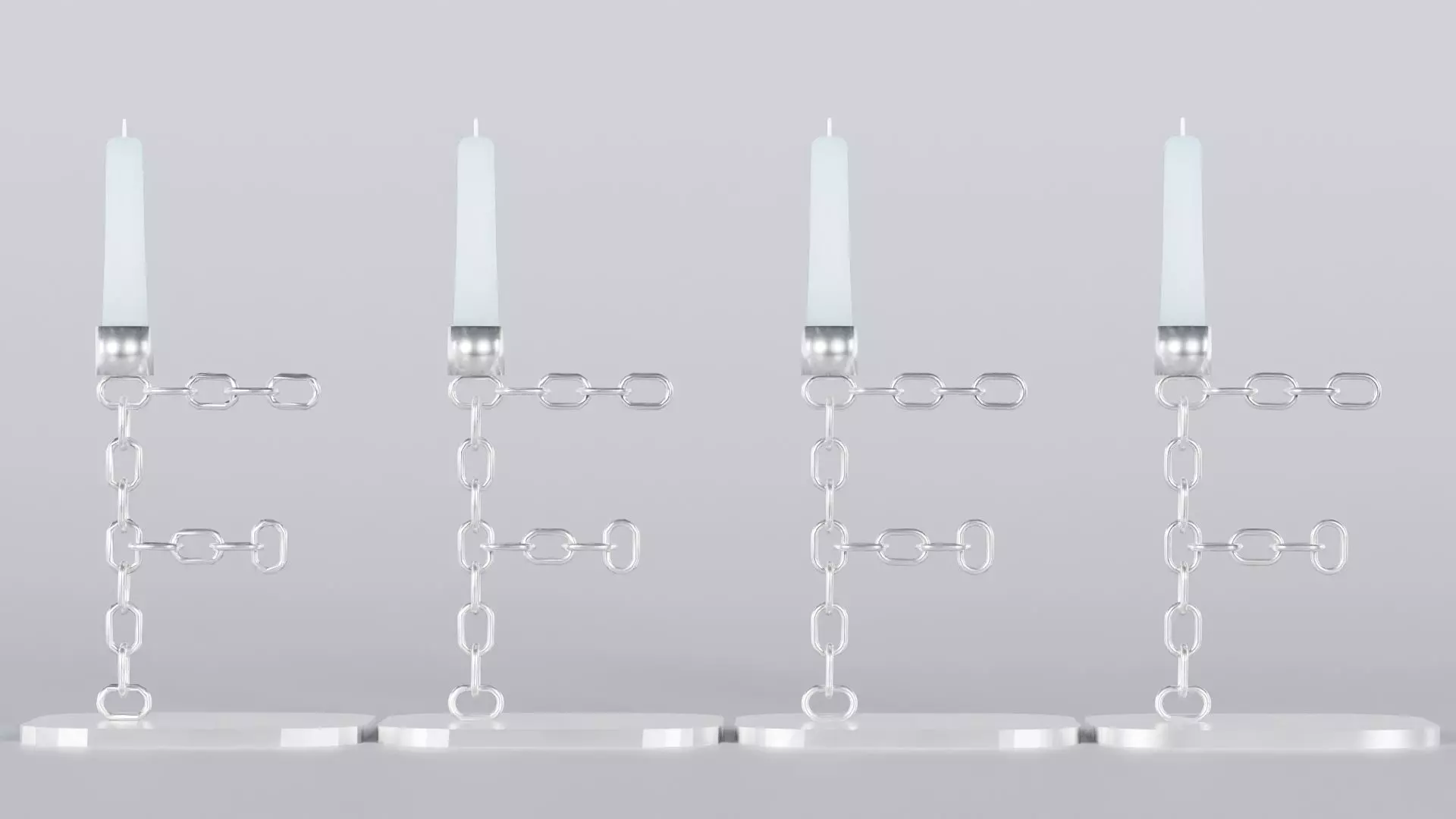 Alphabet F Chain Silver Candleholder 3D Model True 4K PBR Render Low-poly 3D model_5