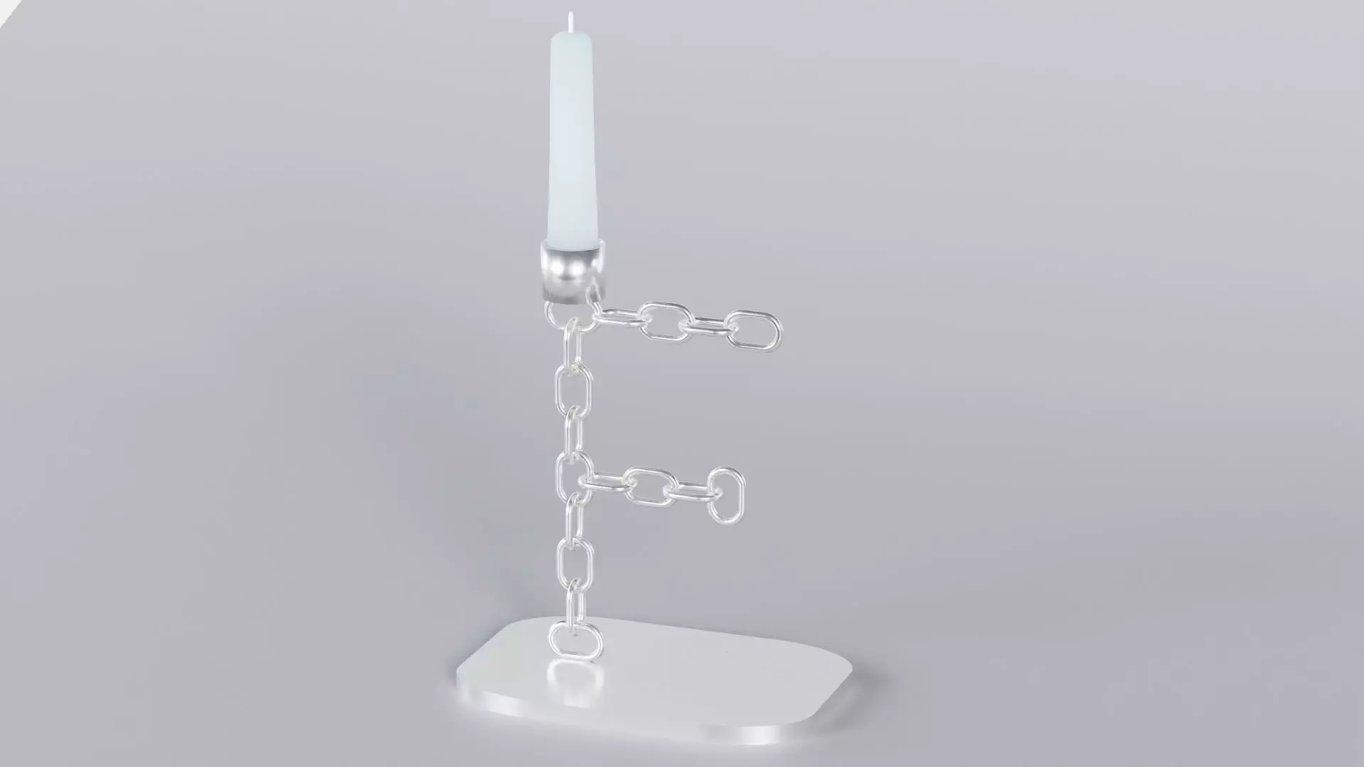 Alphabet F Chain Silver Candleholder 3D Model True 4K PBR Render Low-poly 3D model_1