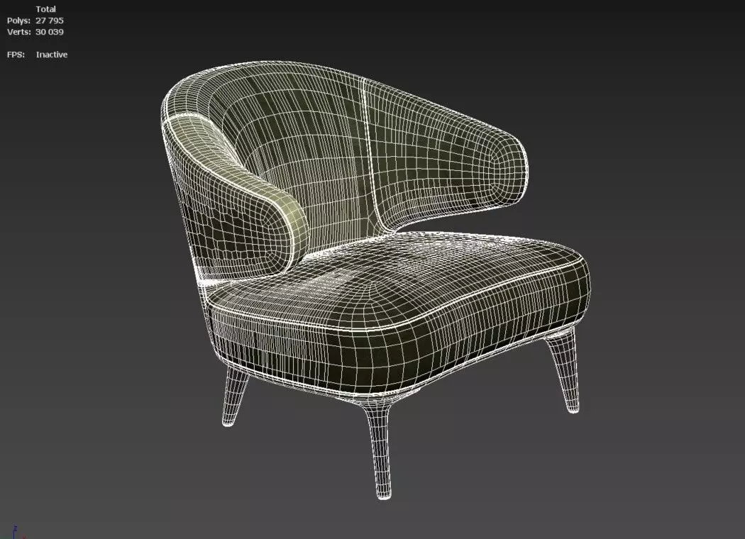 Armchair Minotti Aston  3D model_8
