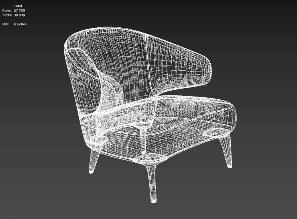 Armchair Minotti Aston  3D model_9