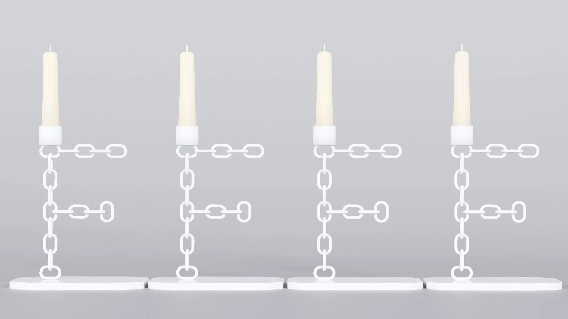  Alphabet F White Chain Candleholder 3D Model True 4K PBR Render Low-poly 3D model_5