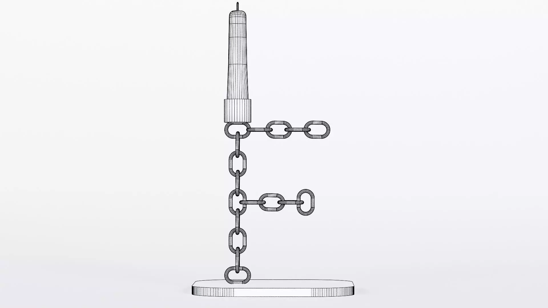  Alphabet F White Chain Candleholder 3D Model True 4K PBR Render Low-poly 3D model_8