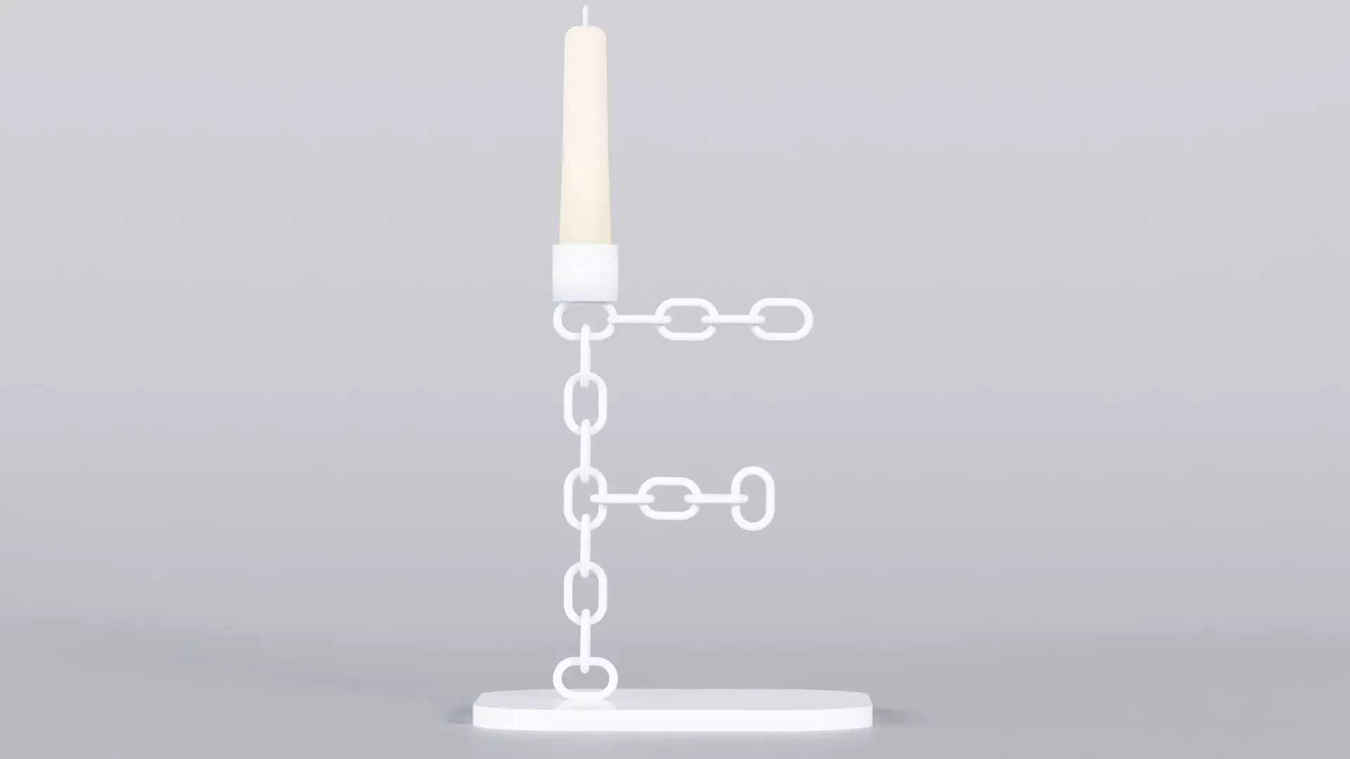  Alphabet F White Chain Candleholder 3D Model True 4K PBR Render Low-poly 3D model_0
