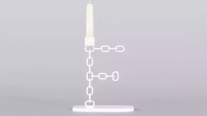  Alphabet F White Chain Candleholder 3D Model True 4K PBR Render Low-poly 3D model