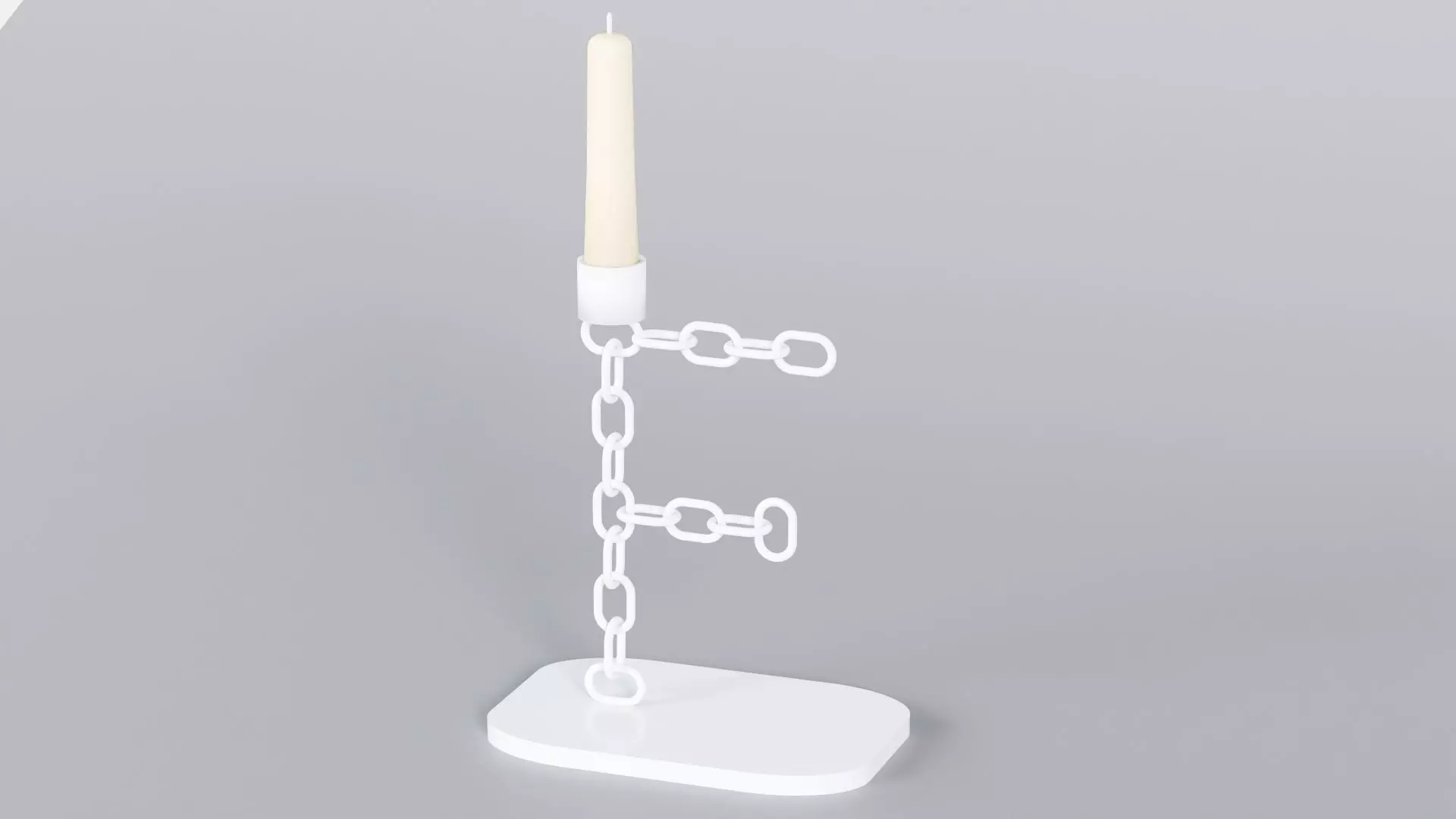  Alphabet F White Chain Candleholder 3D Model True 4K PBR Render Low-poly 3D model_1