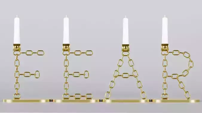 Alphabet Chain FEAR Gold Candleholder 3D Model True 4K PBR Rnder