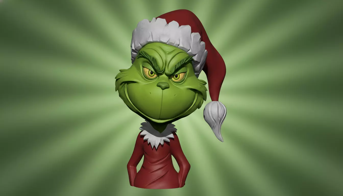 Cartoon Grinch Christmas Bust 3D print model