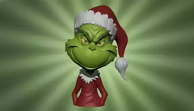 Cartoon Grinch Christmas Bust