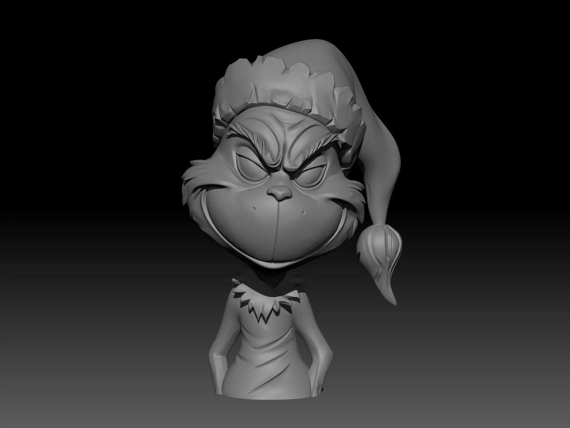 Cartoon Grinch Christmas Bust 3D print model_1