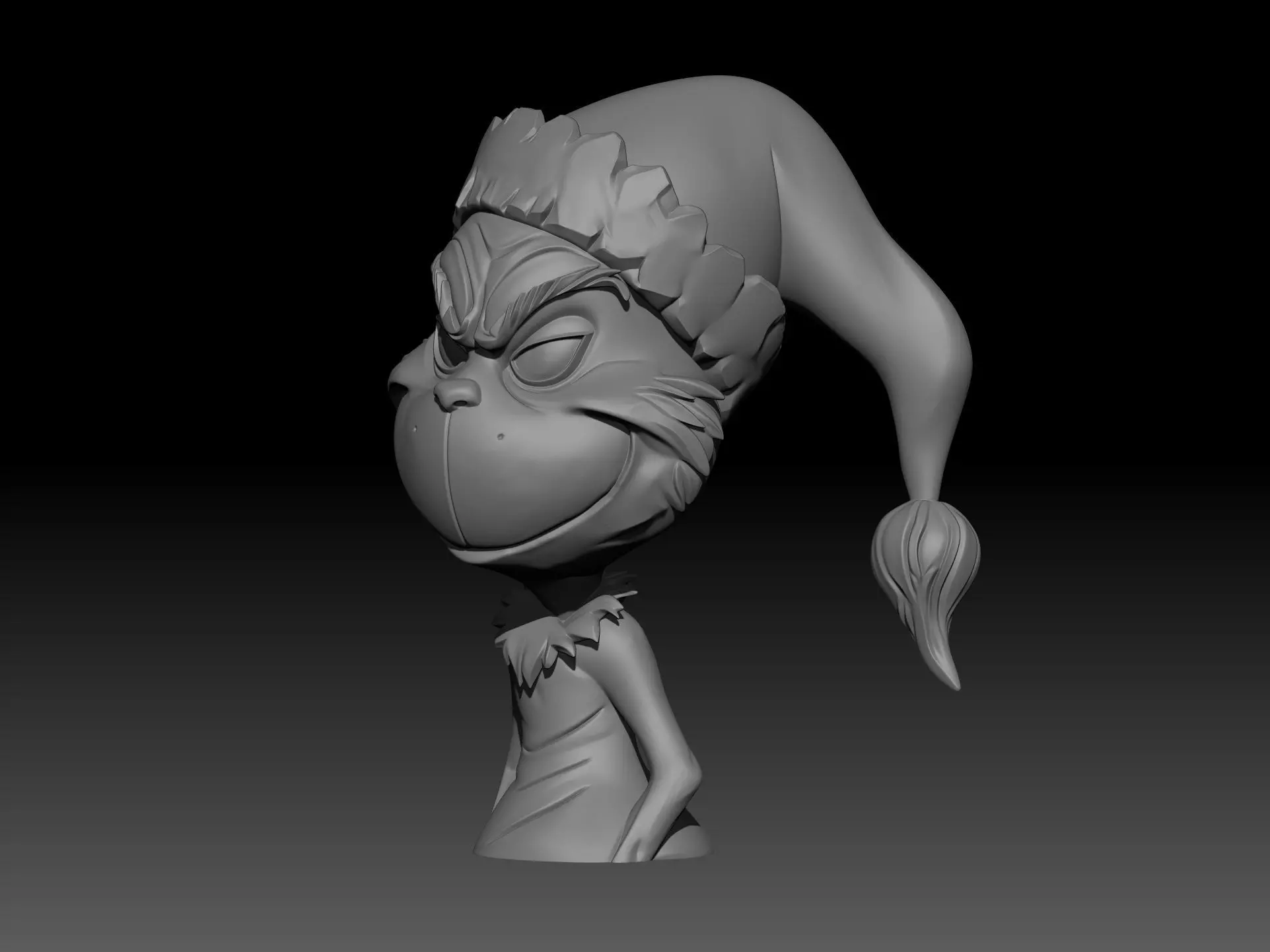 Cartoon Grinch Christmas Bust 3D print model_3
