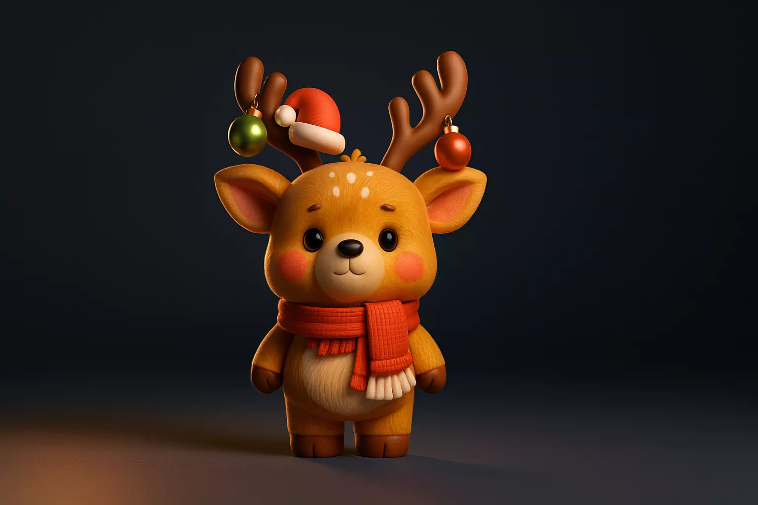 Cute Christmas Reindeer Figurine Adorable Holiday Deer  3D print model_0