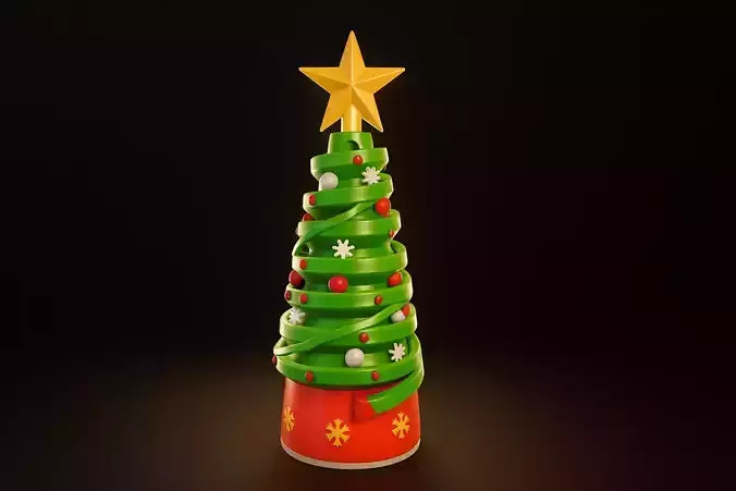 Modern Christmas Tree Decor Spiral Ribbon Design 