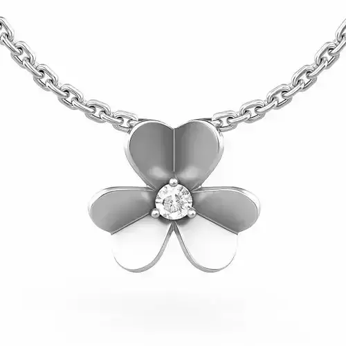 Flower Pendant Trefoil Shamrock Clover Necklace
