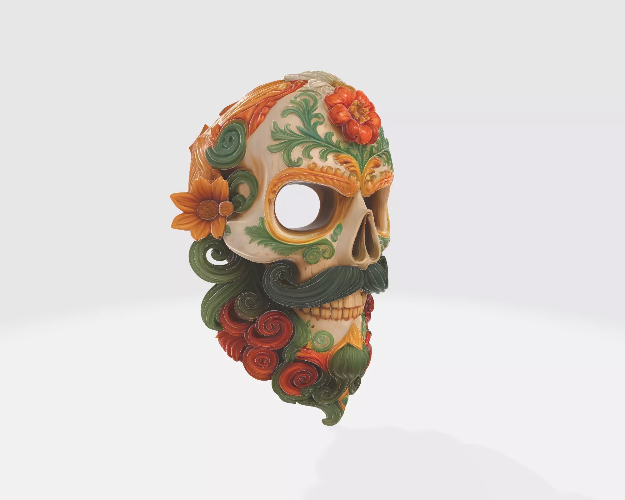 Vibrant Day of the Dead Sugar Skull Mask Colorful Calavera 3D print model_6