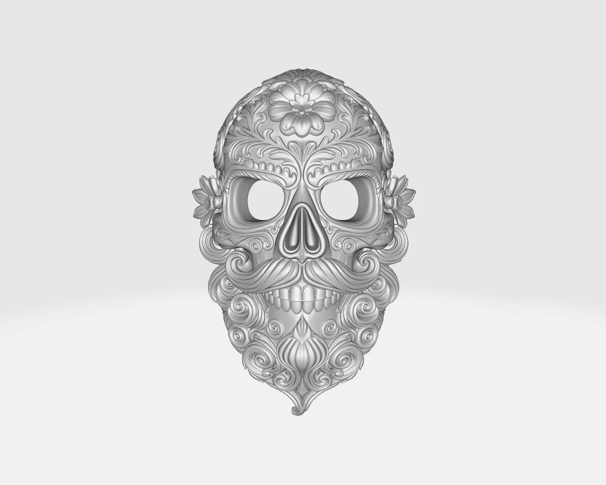 Vibrant Day of the Dead Sugar Skull Mask Colorful Calavera 3D print model_2