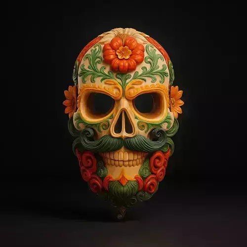 Vibrant Day of the Dead Sugar Skull Mask Colorful Calavera 3D print model Vibrant Day of the Dead Sugar Skull Mask Colorful Calavera 3D print model