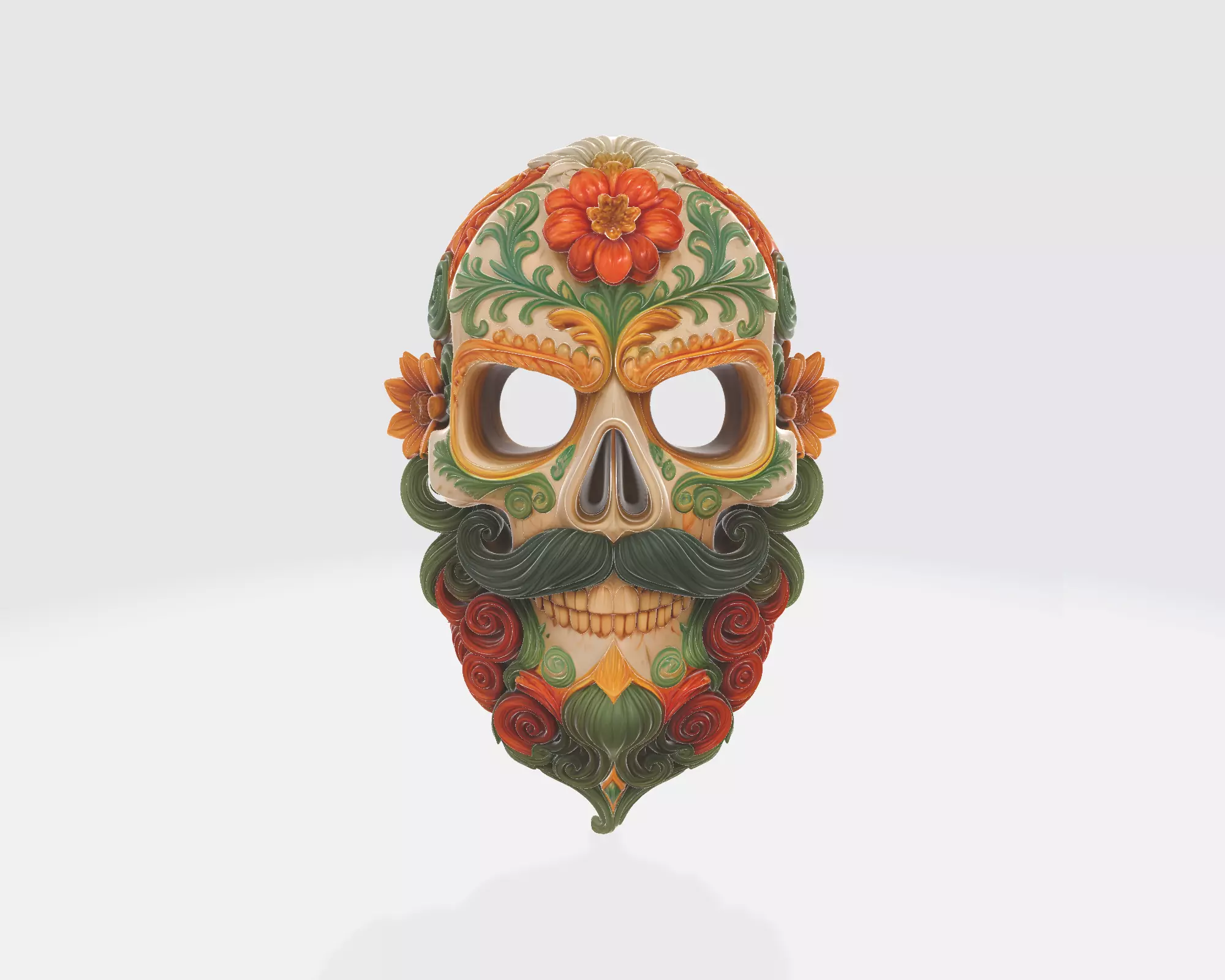 Vibrant Day of the Dead Sugar Skull Mask Colorful Calavera 3D print model_4