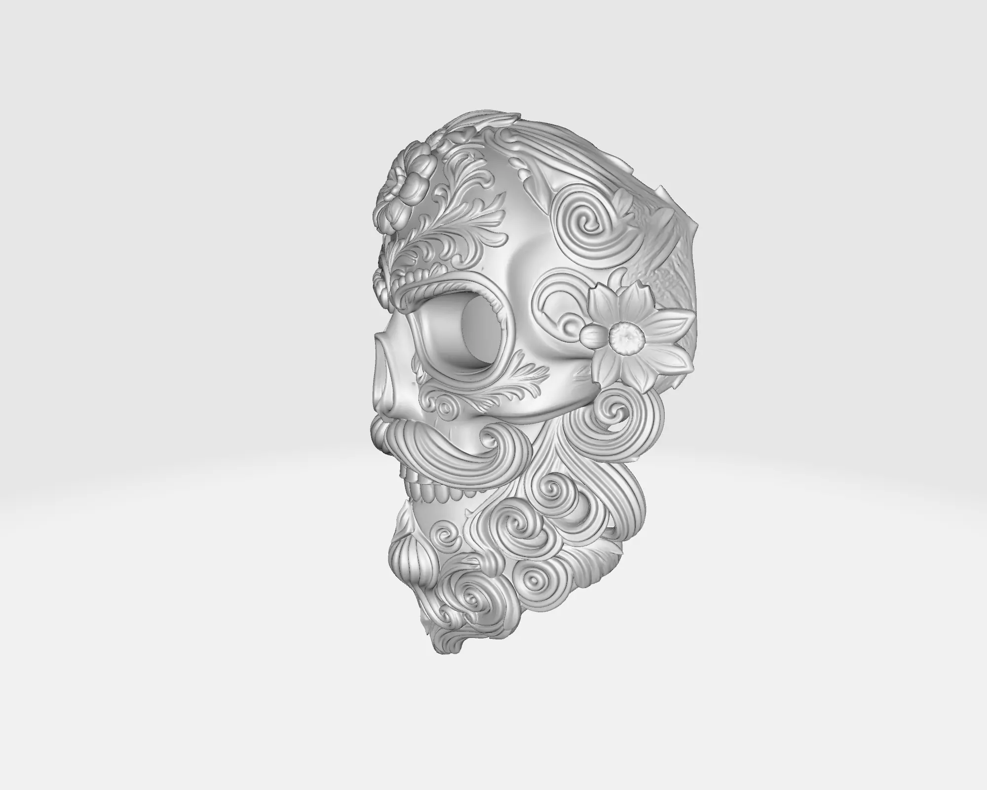 Vibrant Day of the Dead Sugar Skull Mask Colorful Calavera 3D print model_3