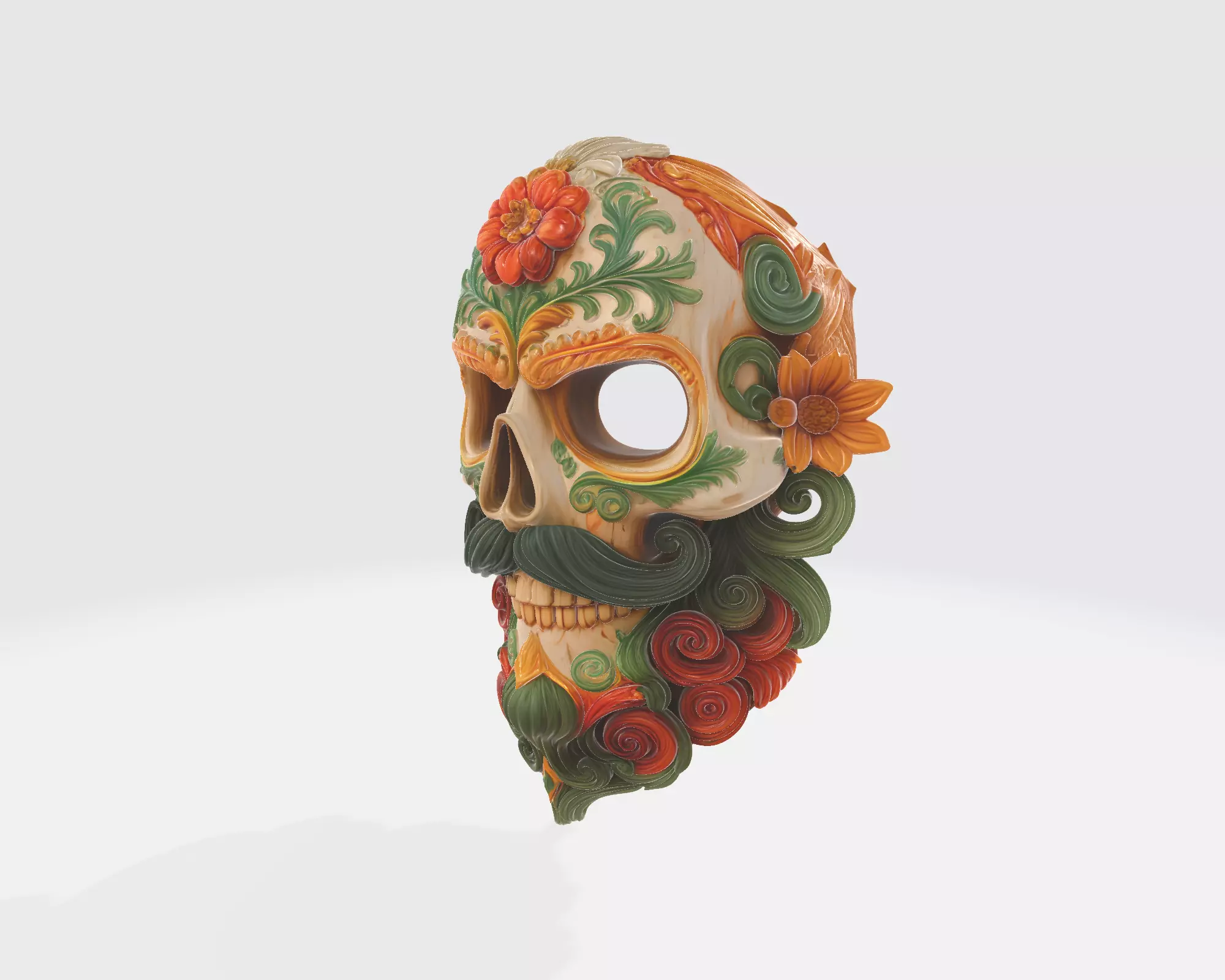 Vibrant Day of the Dead Sugar Skull Mask Colorful Calavera 3D print model_5