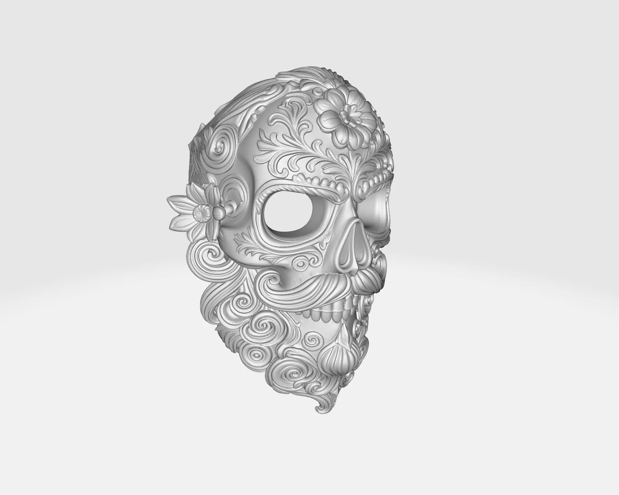 Vibrant Day of the Dead Sugar Skull Mask Colorful Calavera 3D print model_1