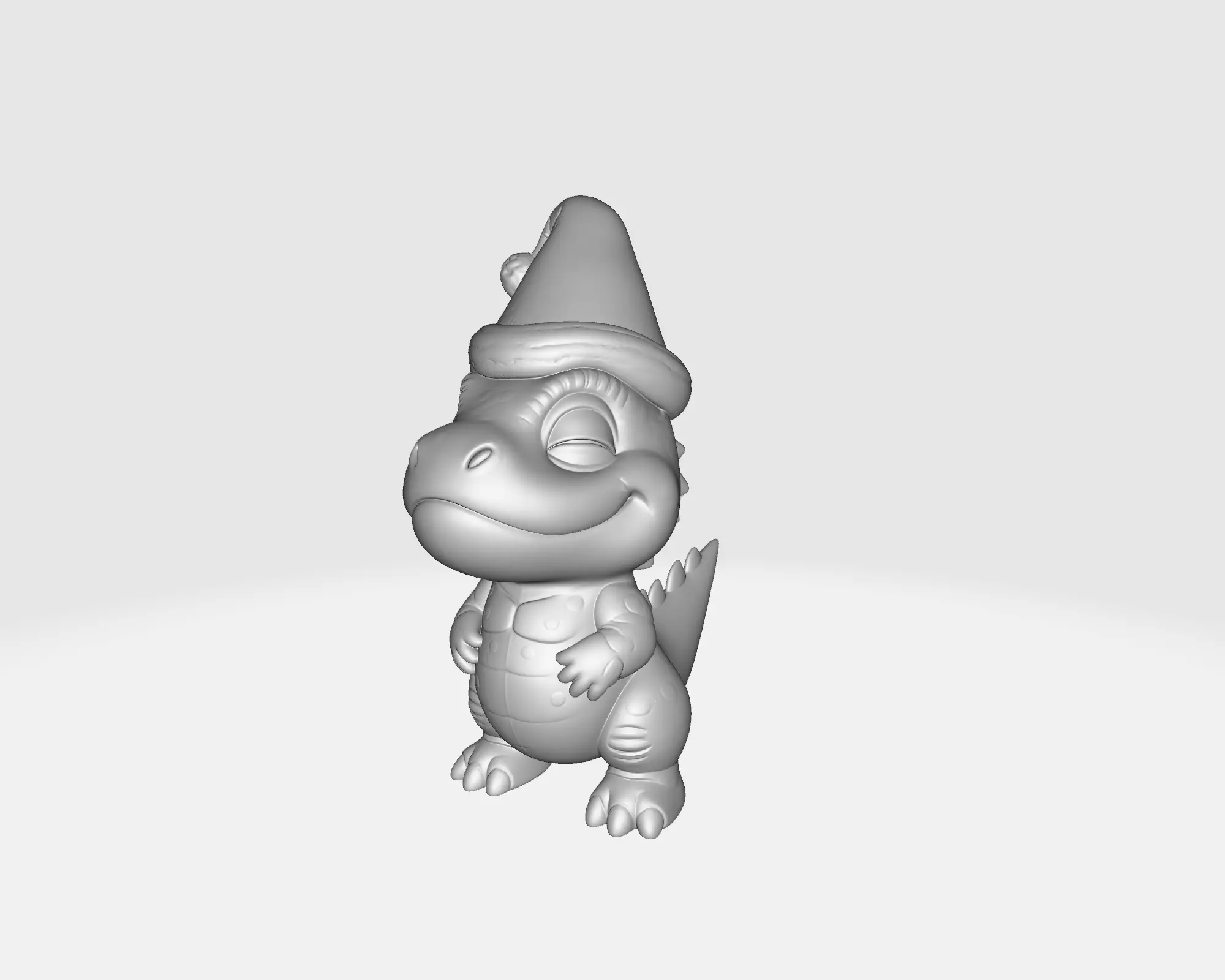 Cute Christmas Dino Figurine Wearing Santa Hat Holiday Dinosaur 3D print model_3