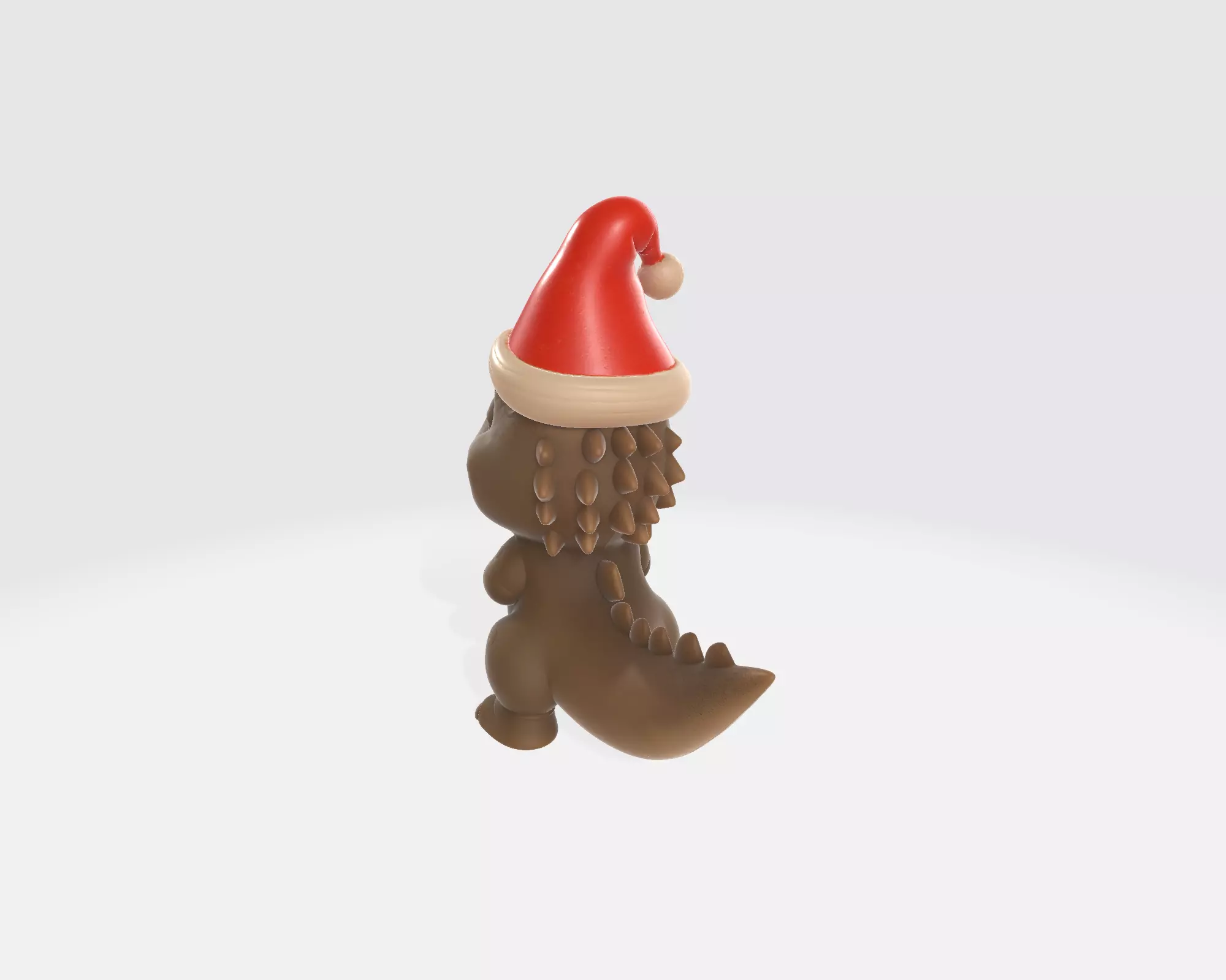 Cute Christmas Dino Figurine Wearing Santa Hat Holiday Dinosaur 3D print model_7