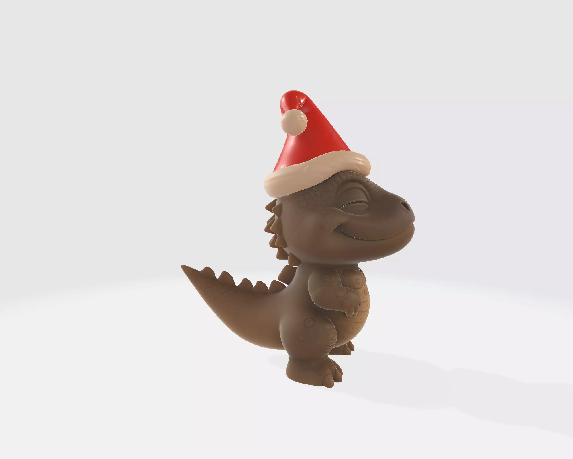 Cute Christmas Dino Figurine Wearing Santa Hat Holiday Dinosaur 3D print model_8