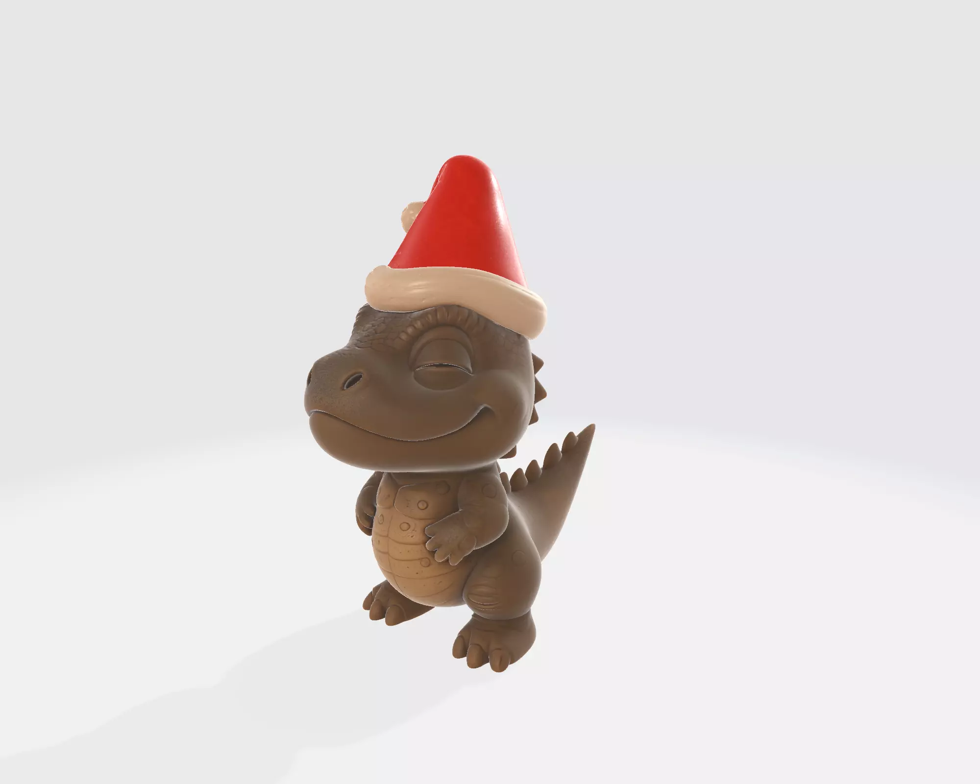 Cute Christmas Dino Figurine Wearing Santa Hat Holiday Dinosaur 3D print model_6