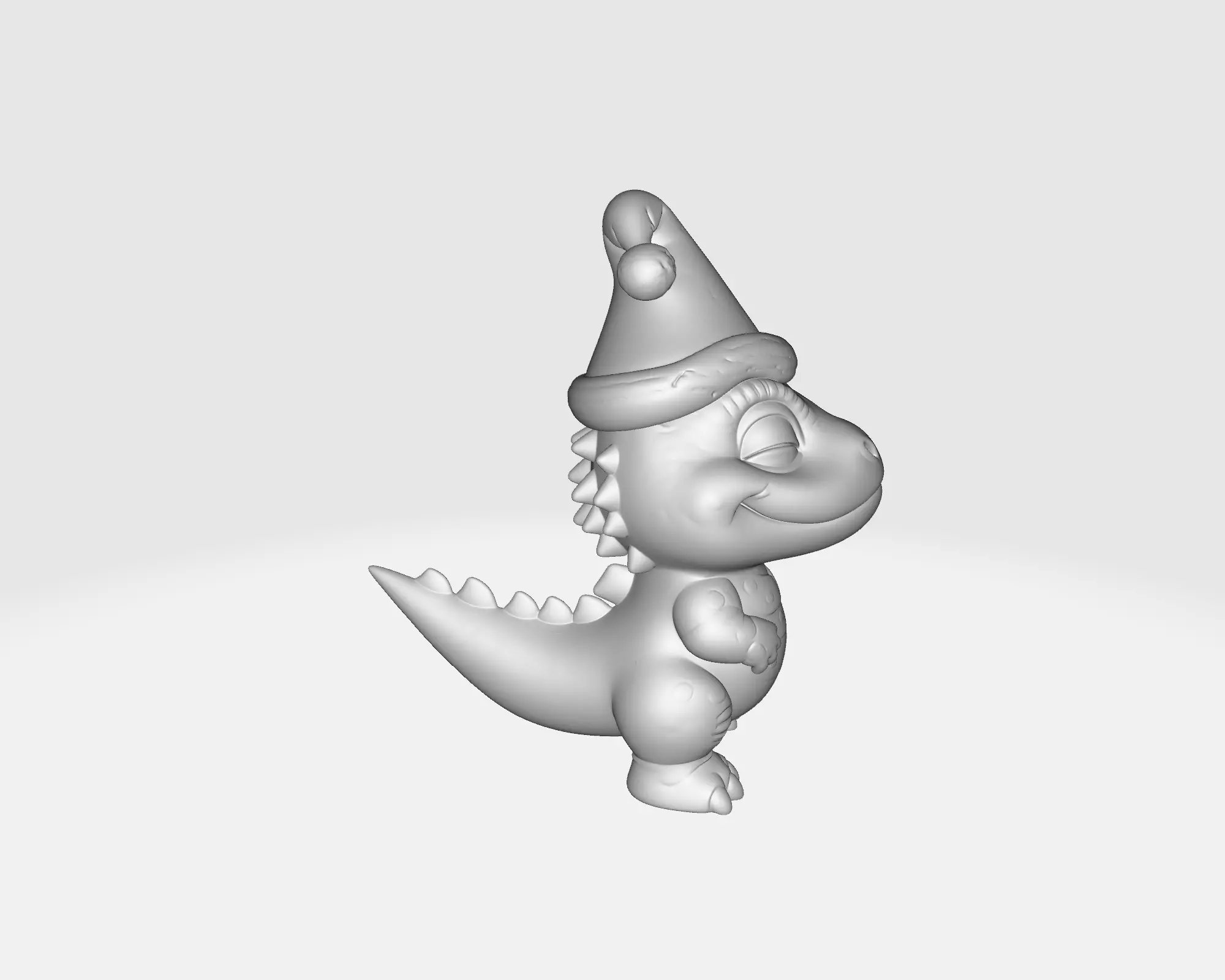 Cute Christmas Dino Figurine Wearing Santa Hat Holiday Dinosaur 3D print model_1
