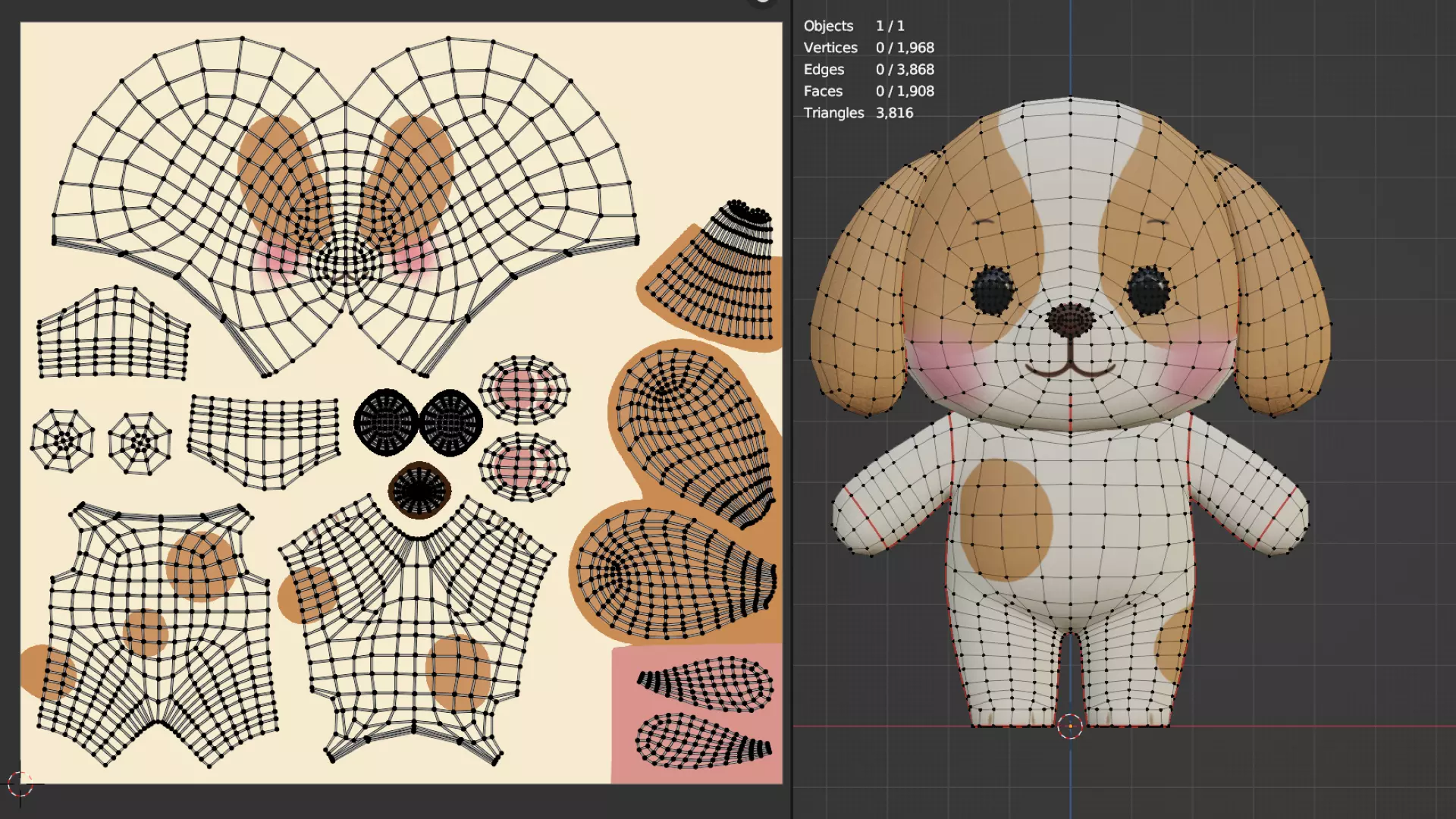 Dog Character Cartoon  Chibi Kawaii  Low-poly 3D model_9