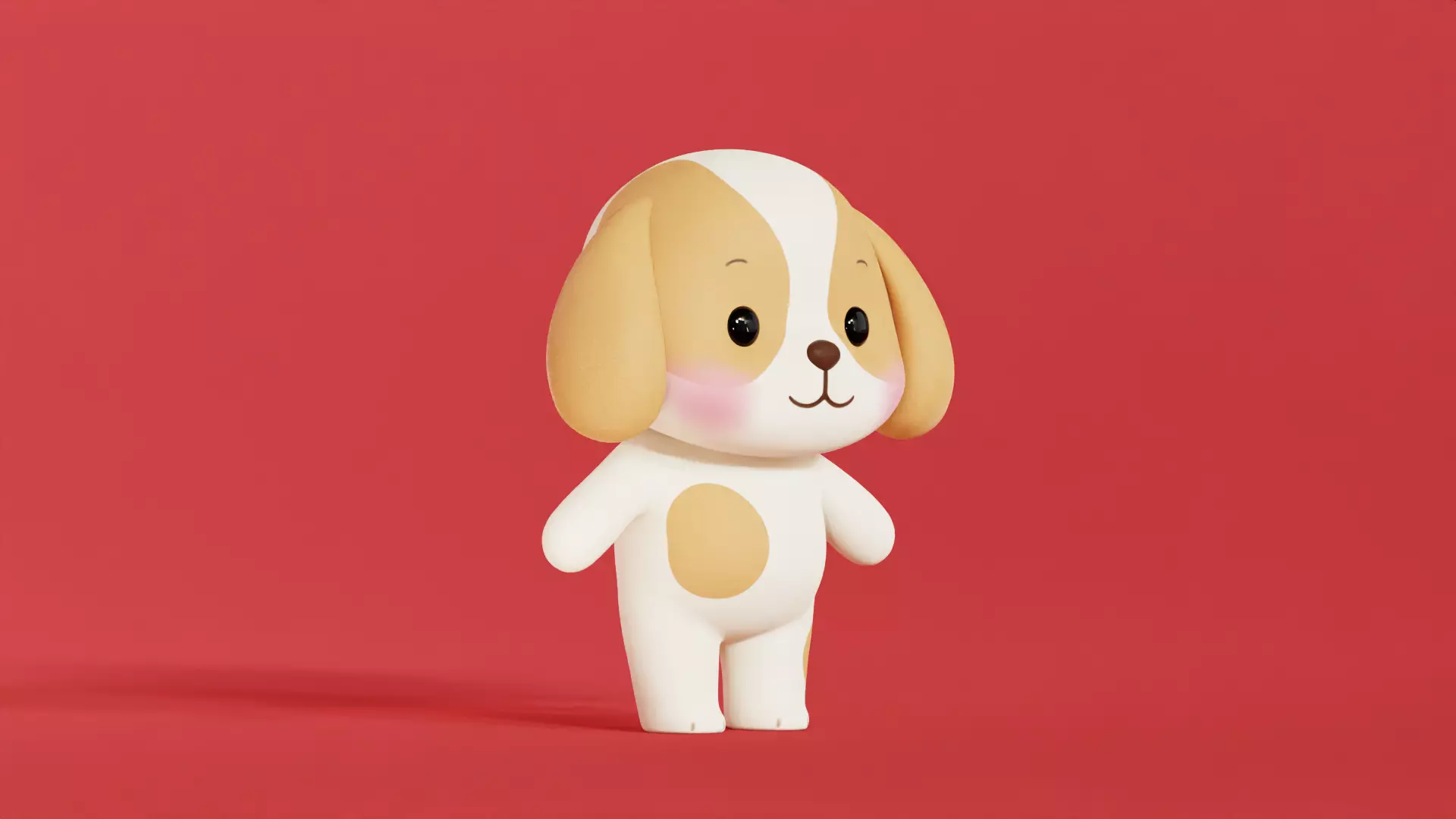 Dog Character Cartoon  Chibi Kawaii  Low-poly 3D model_2