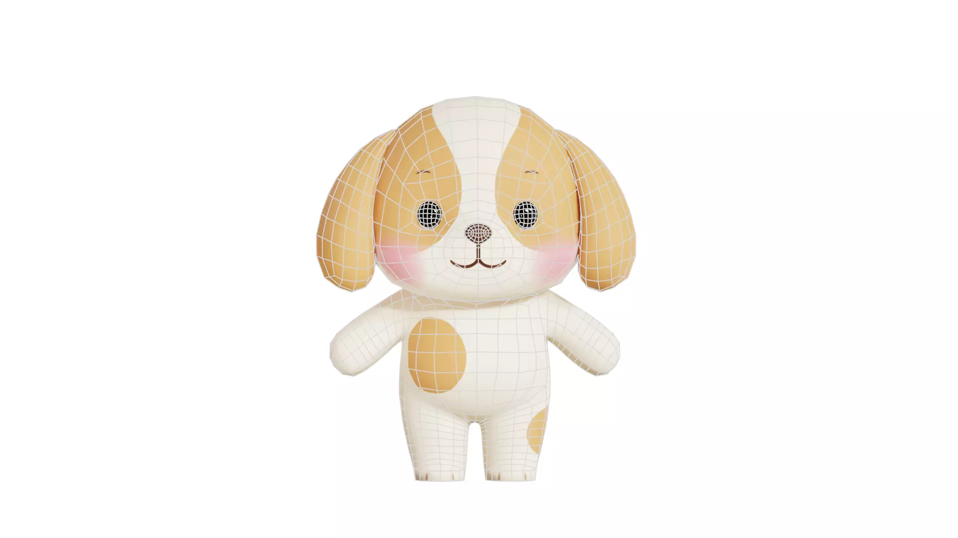 Dog Character Cartoon  Chibi Kawaii  Low-poly 3D model_10
