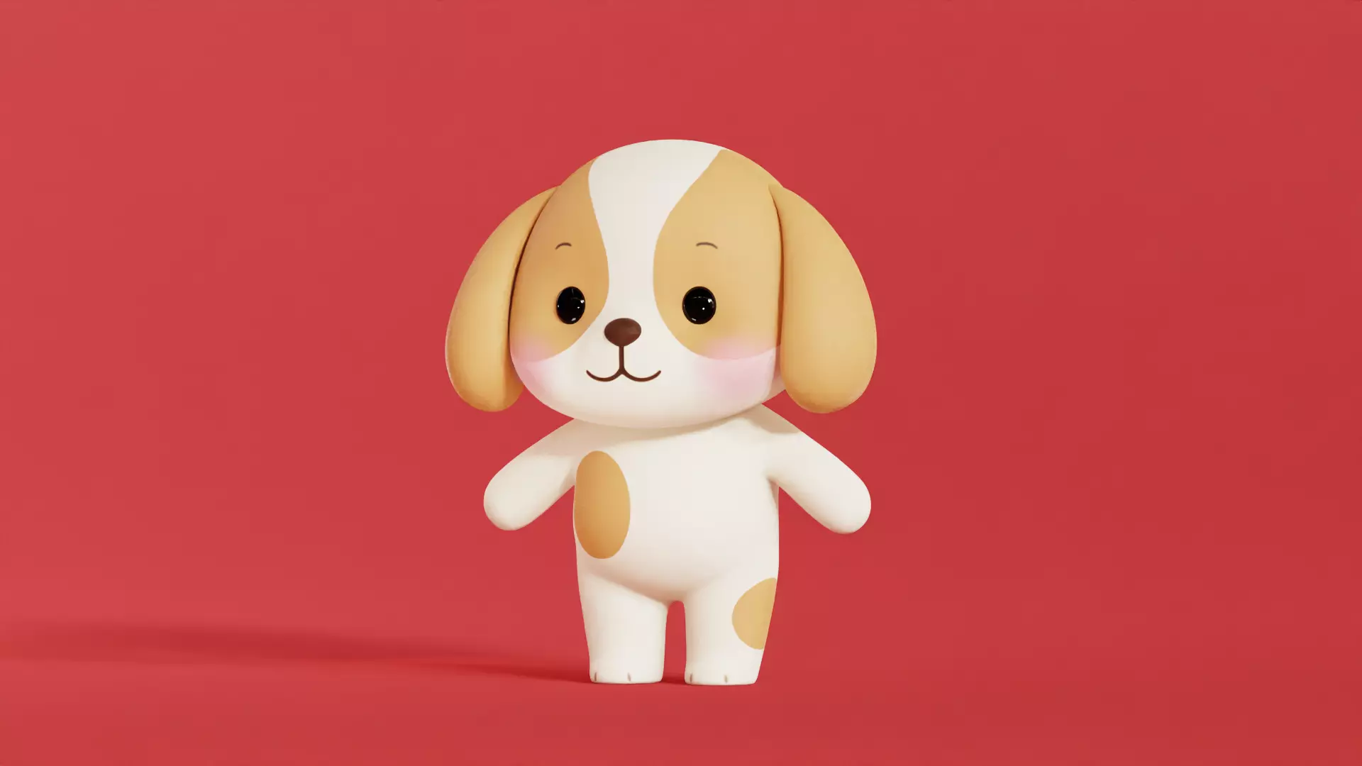 Dog Character Cartoon  Chibi Kawaii  Low-poly 3D model_1