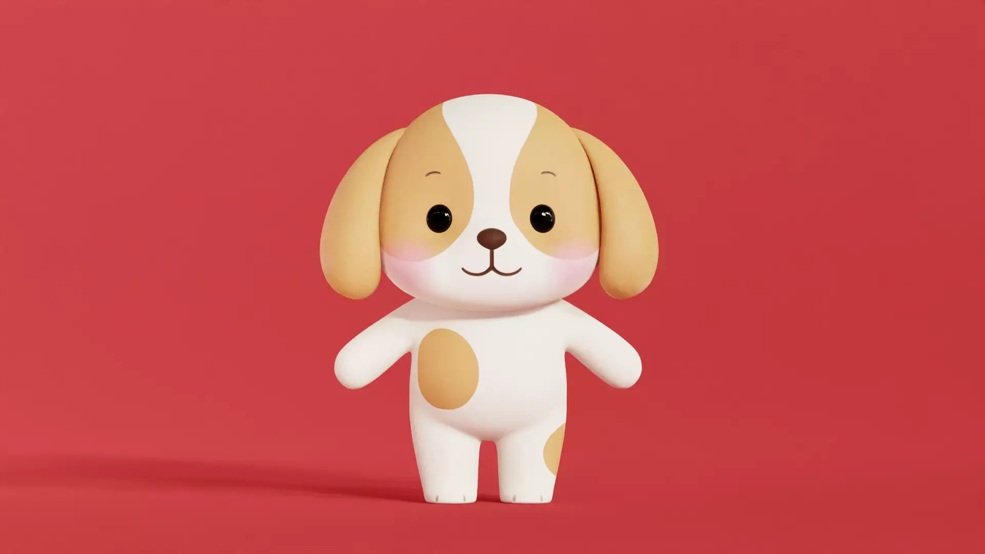 Dog Character Cartoon  Chibi Kawaii  Low-poly 3D model_0