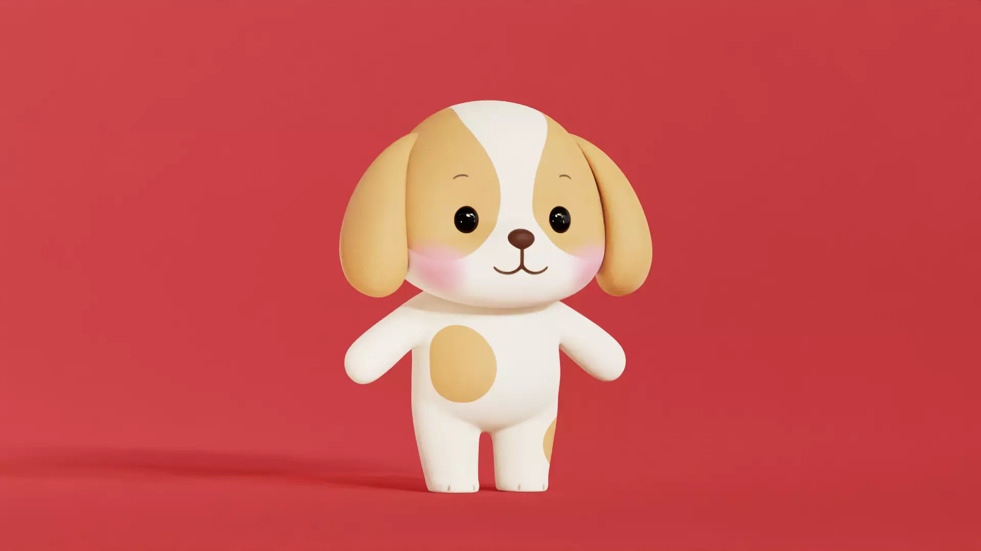 Dog Character Cartoon  Chibi Kawaii  Low-poly 3D model_3
