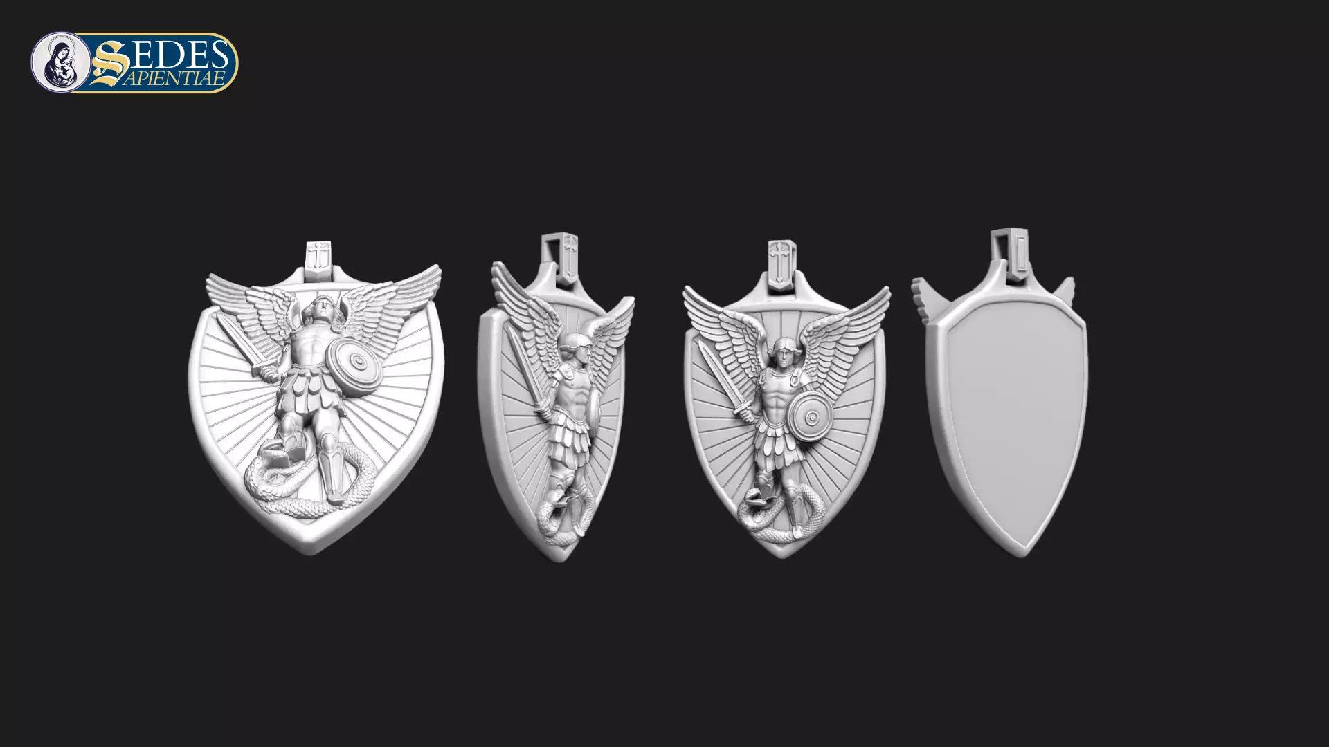 St Michael the Archangel Medal Catholic Art 3D print model_7