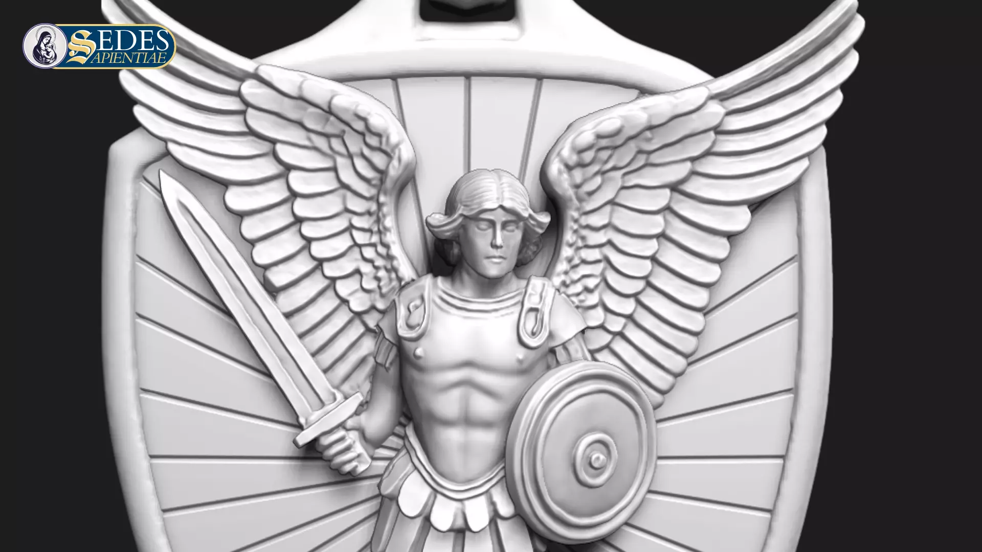St Michael the Archangel Medal Catholic Art 3D print model_1