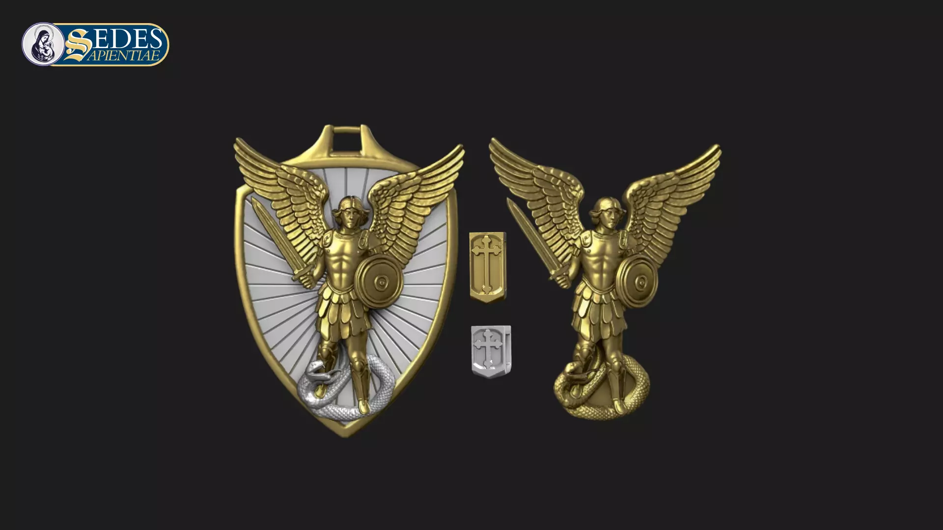 St Michael the Archangel Medal Catholic Art 3D print model_2
