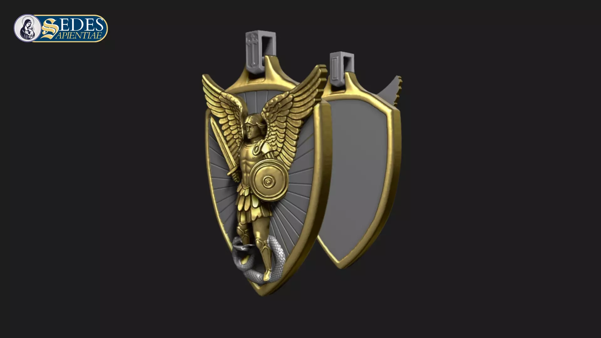 St Michael the Archangel Medal Catholic Art 3D print model_4
