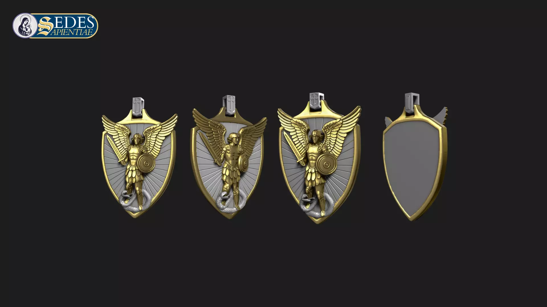 St Michael the Archangel Medal Catholic Art 3D print model_5