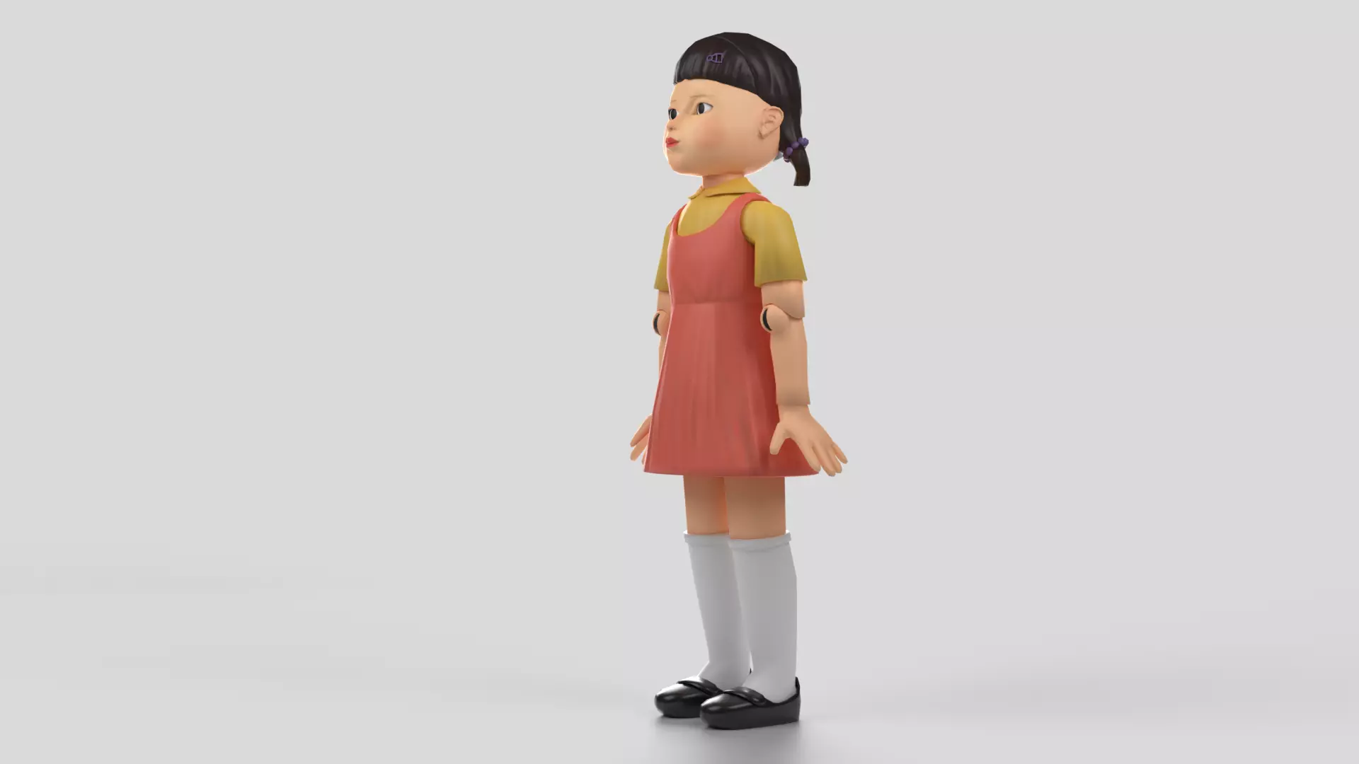 Squid Game Doll rigged 3D model Low poly Free low-poly 3D model_2