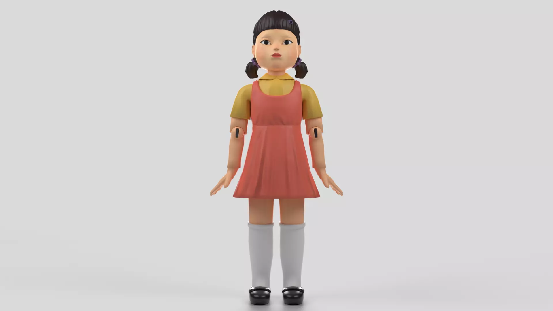 Squid Game Doll rigged 3D model Low poly Free low-poly 3D model_1