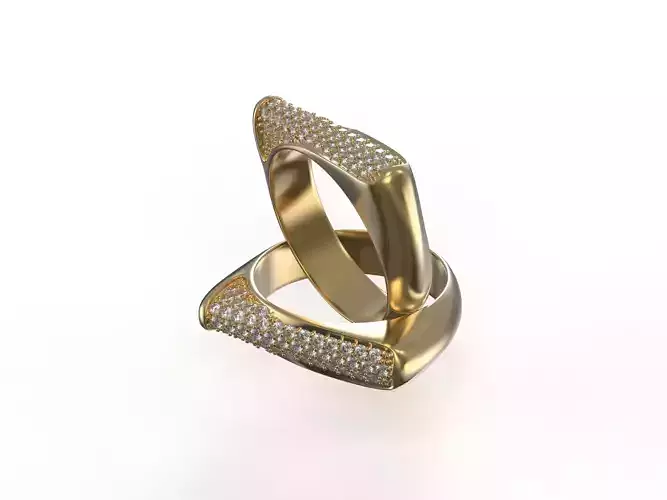 Diamond Flat Top Wedding Band 3D Model STL 3DM 9 sizes