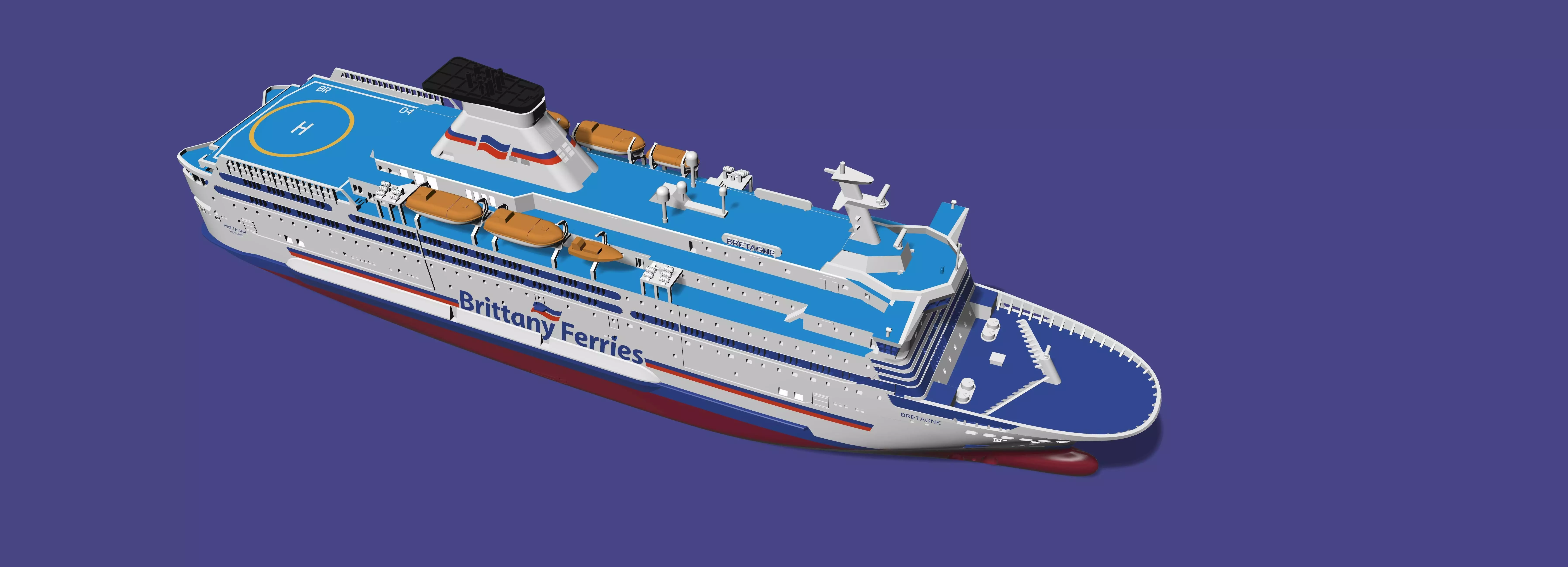 Ferry BRETAGNE Brittany Ferries print ready model 3D print model_6