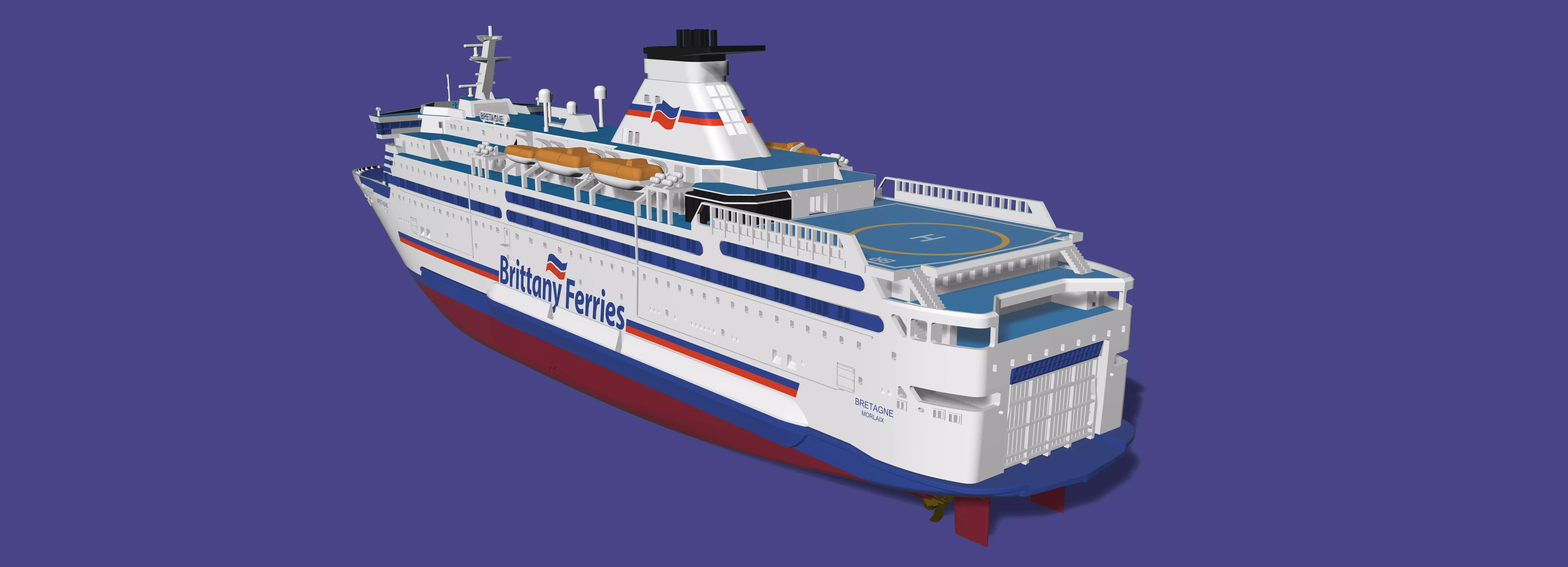 Ferry BRETAGNE Brittany Ferries print ready model 3D print model_4