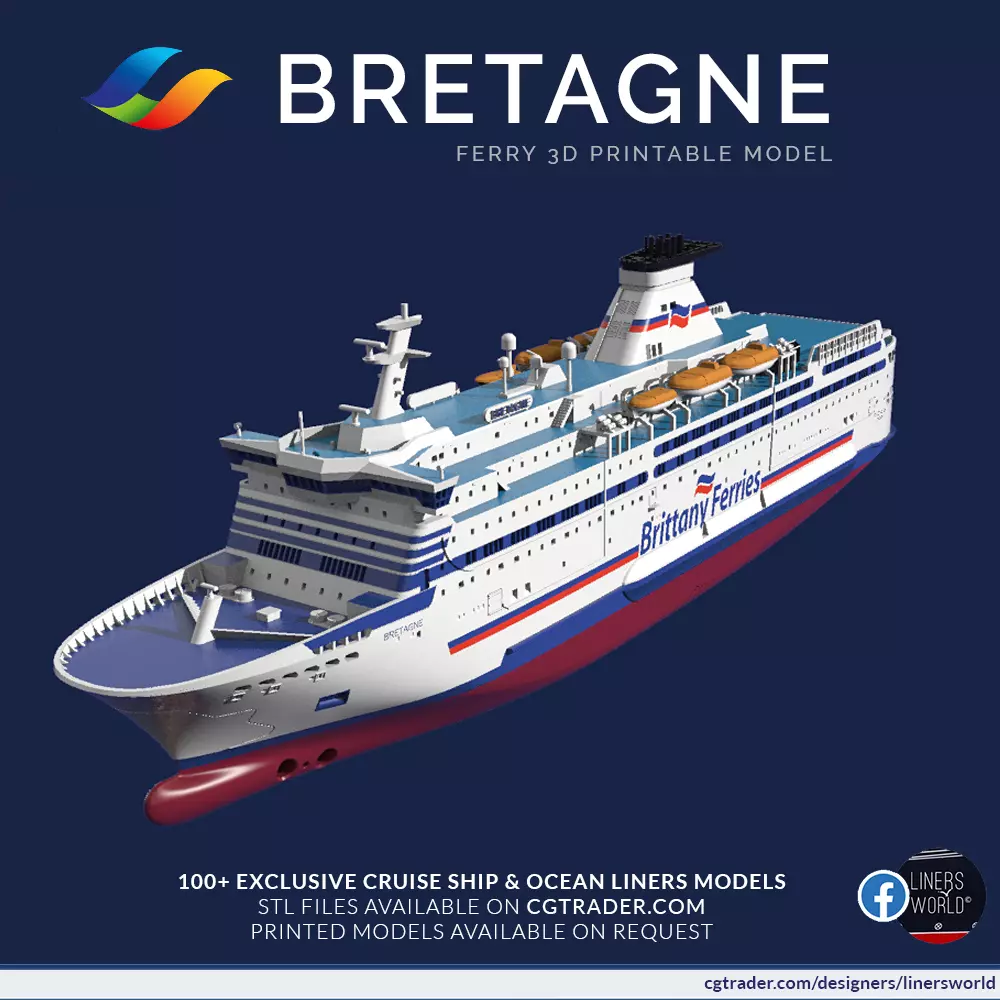 Ferry BRETAGNE Brittany Ferries print ready model 3D print model_0