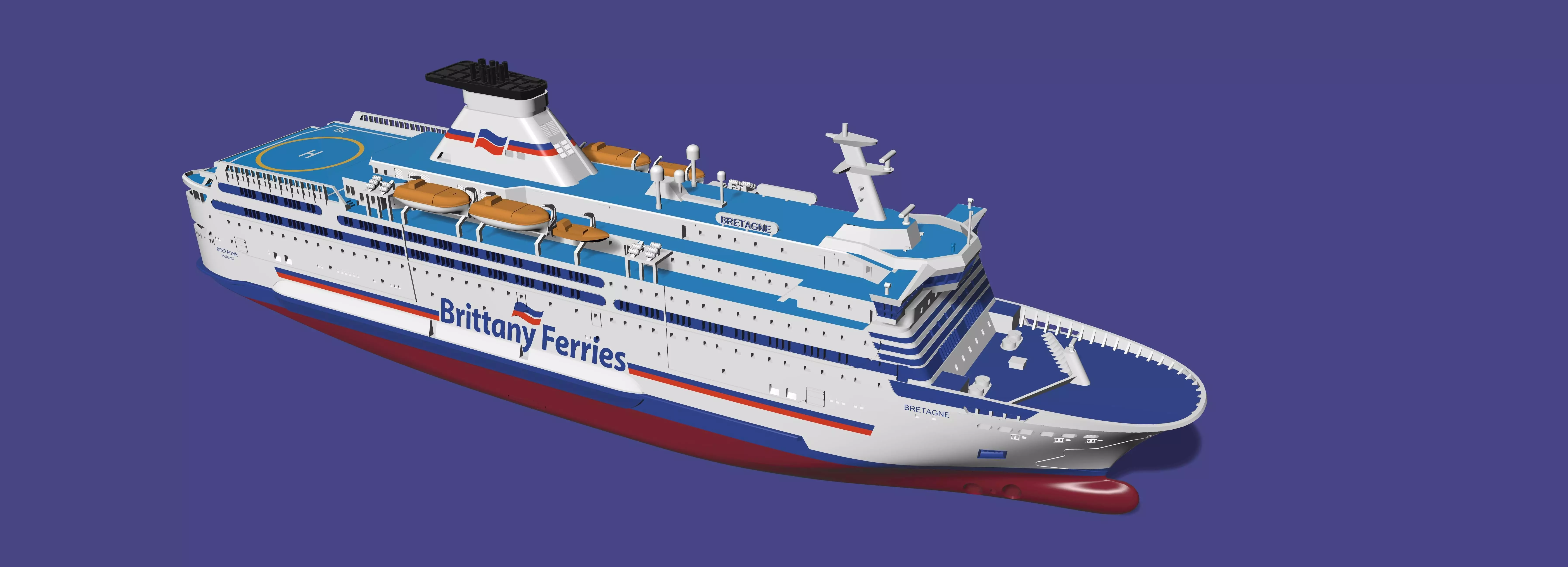 Ferry BRETAGNE Brittany Ferries print ready model 3D print model_1